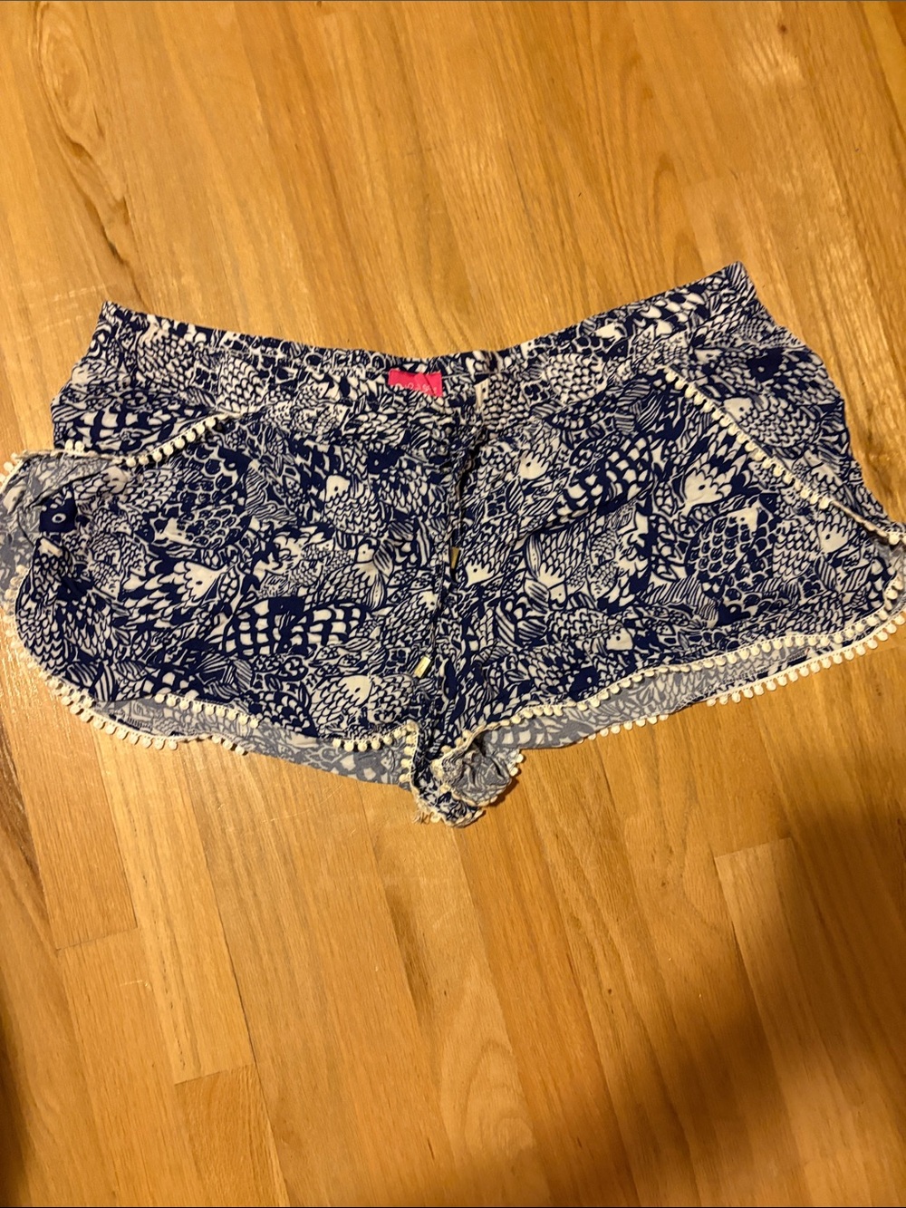 Lilly Pulitzer for Target Navy Fish Pattern Pom-Trim Lounge Shorts XXL